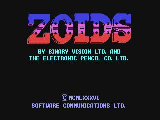 Zoids title screen for Commodore 64